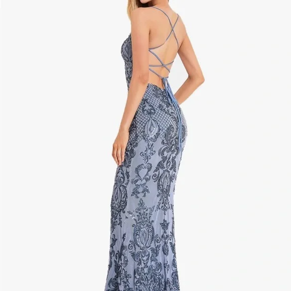 Women's V-Neck Suspender Sparkling Sequin Dress Spaghetti Strap Backless Sexy - Picture 3 of 7